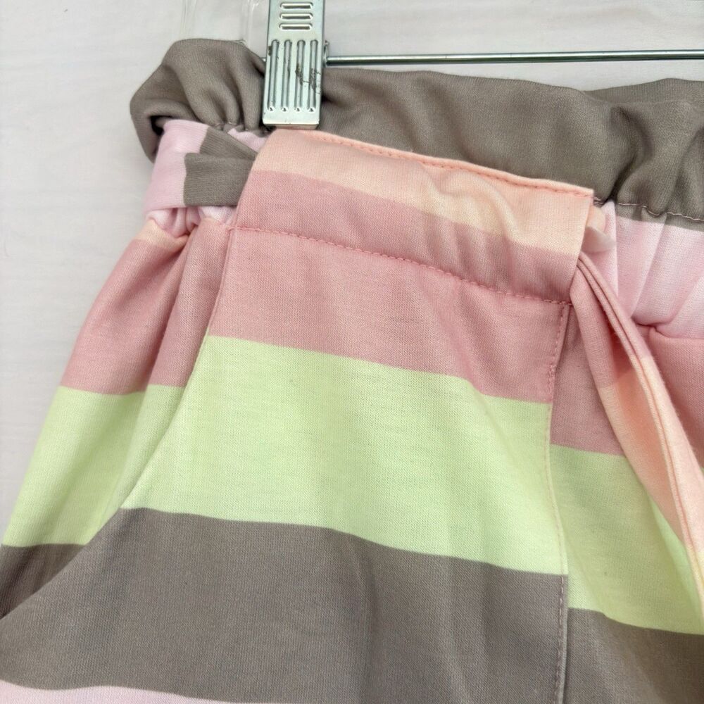 TruSelf Womens Shorts Multi Color Stripe Soft cozy casual matching belt Large - Picture 5 of 9